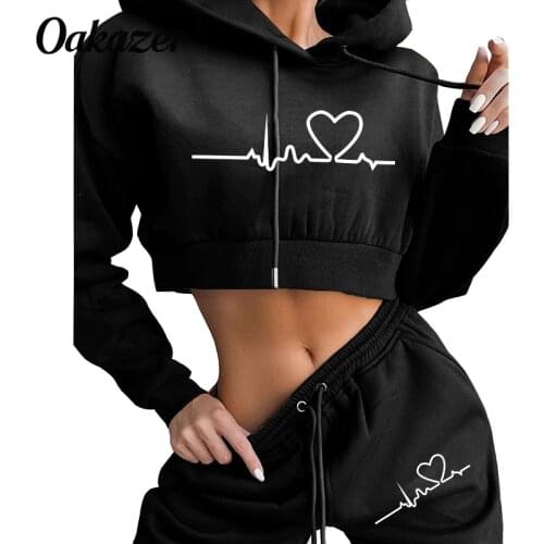 Oakazer Women 2 Piece Set Casual Sport Outfits Tracksuit Hoodies Sweatshirt+Sweatpants Jogger Pants 2021 Fashion Sportswear