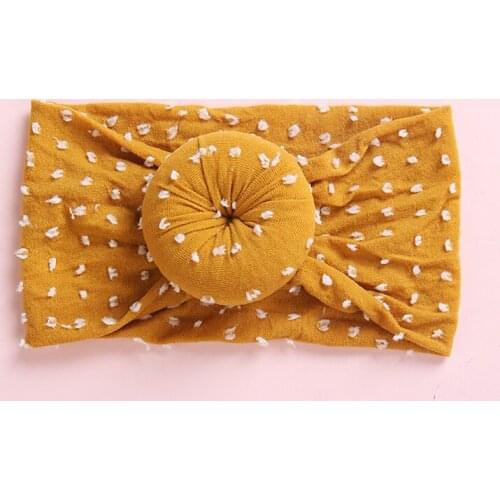 1pcs Round Donut Wide Nylon Headbands Shabby Dot Prints Turban Headbands Baby Girls Hair Bows Hairbands
