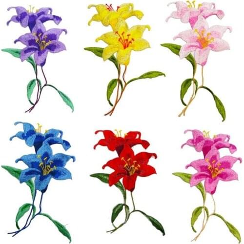 10pcs/lot sew Embroidery Patch Lily Flower Morning Glory Women Shirt Dress Clothing Decoration Sewing Accessory Diy Applique