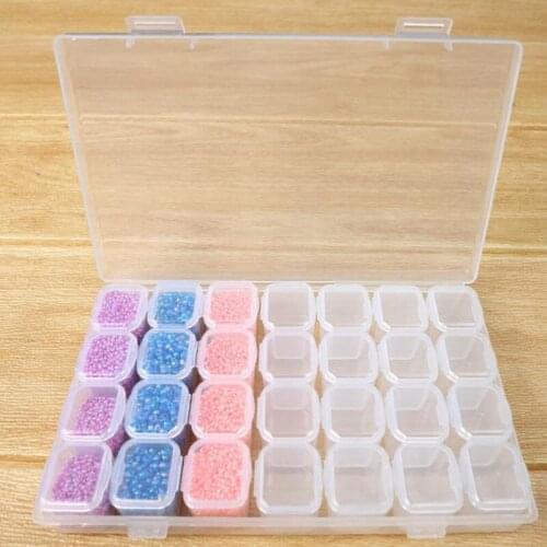 28 Slots Diamond Painting kits Plastic Storage Box Rhinestone Tools Beads Storage Box Organizer Holder kit