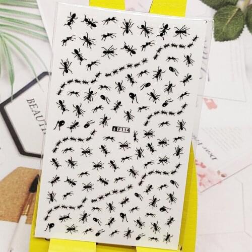 3D Stickers for Nails Black Ant Insect Designs Nail Art Decorations Foil Decals Wraps Manicure Accessories Decoraciones