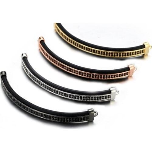 5.5*0.7cm tube micro pave cz zircon cubic zirconia beads copper Crystal bracelet making silver gold plated hgs