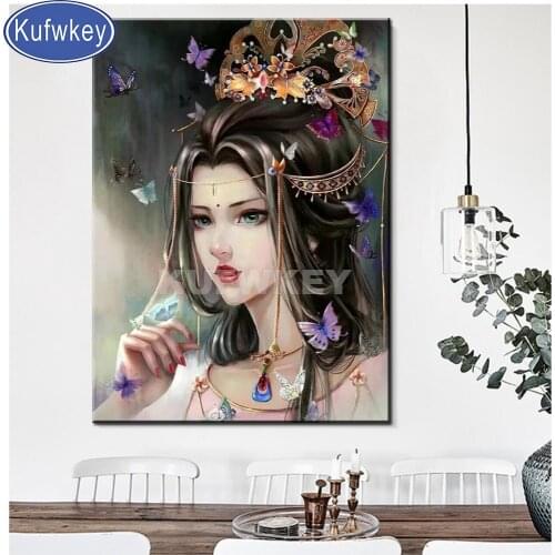 Diamond mosaic Japanese butterfly girl DIY Diamond Painting cross stitch Full square round Diamant Embroidery diamond Home Decor