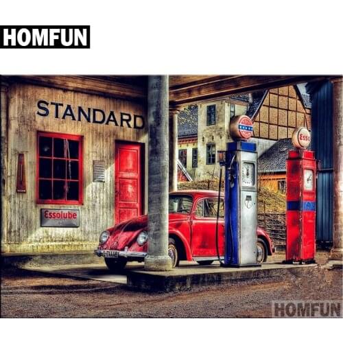 HOMFUN Full Square/Round Drill 5D DIY Diamond Painting "Standard Car" 3D Embroidery Cross Stitch 5D Home Decor Gift A00727