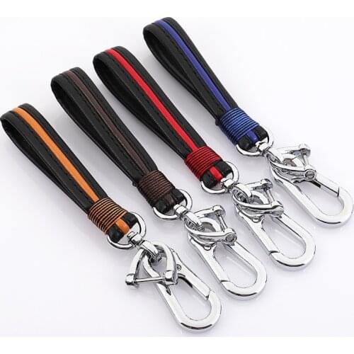 Carabiner Horseshoe Buckle Handmade Cowhide Leather Keychain D Buckle Leather Auto Waist Key Chain Cortex Keychains Keyholder