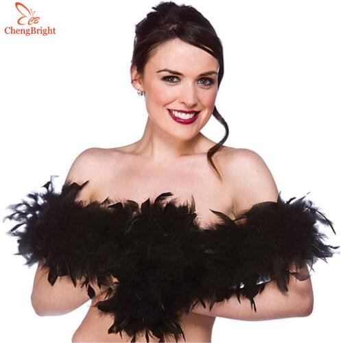 ChengBright Nice 2 Yards/Lot Black Natural Turkey Feathers Boa Costumes/Trim For Party/Costume/Shawl/Craft Turkey Plume Cosplay