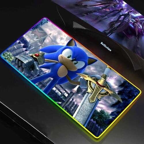 RGB Gaming XXL MousePad cartoon Large Locking Edge Speed PC Game Gamer LED Mouse Pad Sonic Soft Laptop Notebook Mat for CSGO