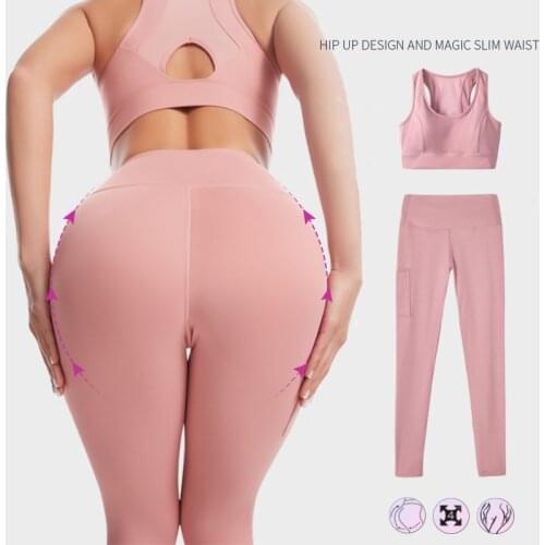 2Pcs High Elastic Yoga Set Gym Set Women Sportswear Fitness Clothing High Waist Leggings Sports Bra Sport Clothing Suits Women