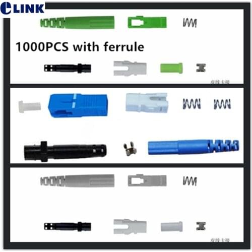 1000pcs SC fiber connector Kit with ferrule for drop cable SM MM APC unassembled preassembled ftth optical connector accessories