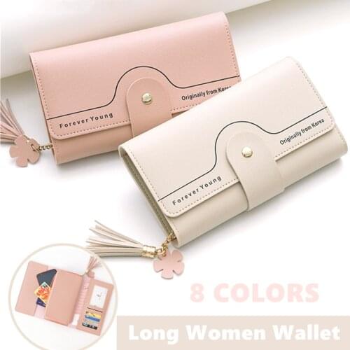 2021 Wallet Women Long Cute Wallets Leather Tassel Women Wallets Zipper Portefeuille Female Purse Clutch Cartera Mujer