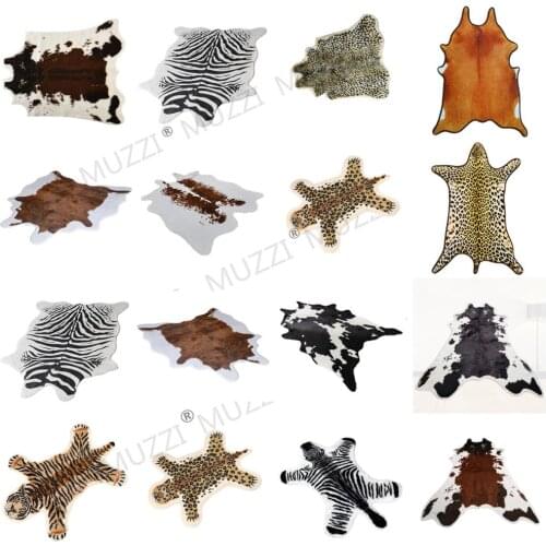 Zebra Cow Leopard Printed Carpet for Living Room Velvet Imitation Leather Rugs and Carpets Bedroom Non-slip Mat