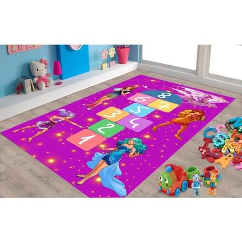 Alves And Hopscotch 2 Patterned Carpet ,Non Slip Floor Carpet,Teens Carpet,Turkish Rug