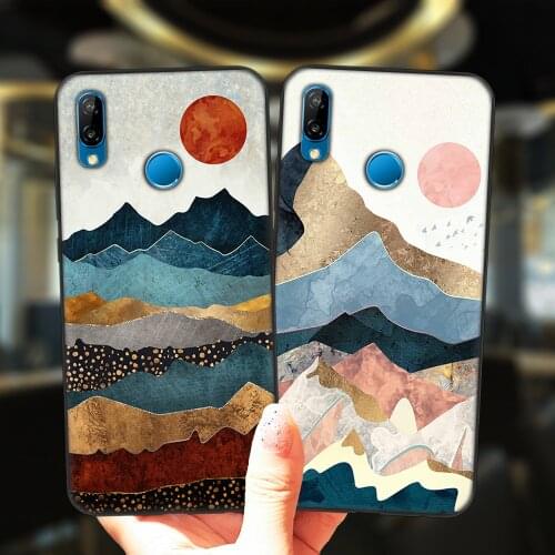 Fashion Abstract Art Pattern Black Phone Case For Huawei P40 Lite E P9 P10 P20 P30 Lite Pro P20lite P30lite Soft Silicone Cover