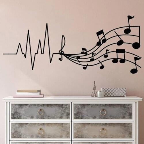 Musical Wave Home Decor Music Notes Wall Stickers Music Art Living Room Removable Vinyl Sheet Decal Wallpaper Decoration DW10505