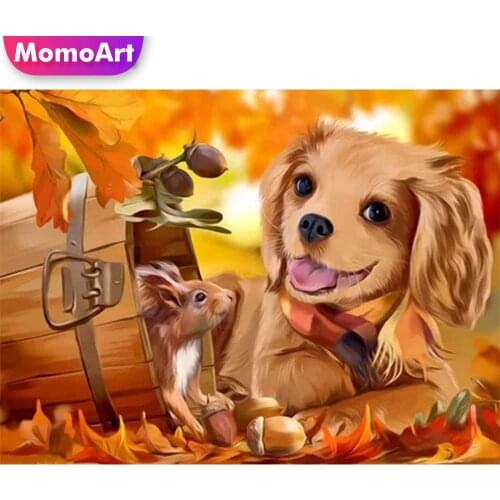 MomoArt Diamond Painting Dog New Arrival Diamond Mosaic Animal Full Drill Square Embroidery Squirrel Cross Stitch Handmade Hobby