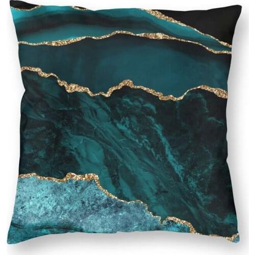 Teal And Gold Agate Cushion Cover 40x40 Decoration 3D Print Geometric Patterns Throw Pillow for Living Room Two Side