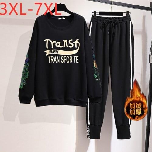 New Ladies Autumn Winter Plus Size Women Clothing Sports Sets For Women Large Loose Wool Liner Thick Keep Warm Training Suit