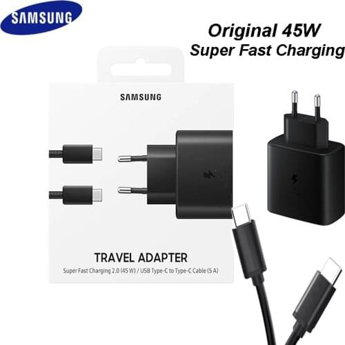 Original Samsung 45W PPS PD Super Fast Charger Dual Type C USB Data Cable For GALAXY Note 10 10+ S10 S20 Plus S20 Ultra A91 A90