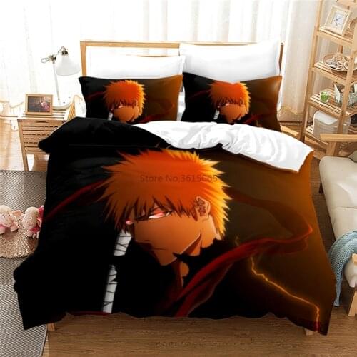 3D BLEACH Pattern Duvet Cover with Pillowcase Japan Anime Bedding Set Single Double Twin Full Queen King Size for Bedroom Decor