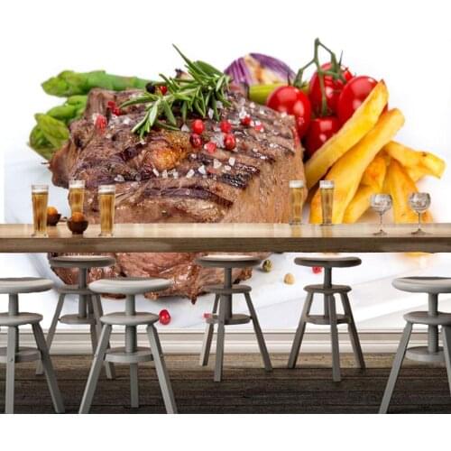 Custom food papel DE parede, steak barbecue mural for kitchen restaurant hotel background home decoration wallpaper