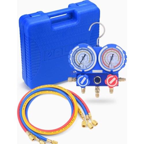 R22 R410A R134A Prevent Collision Air-Conditioning Fluorine Meter Refrigerant Pressure Dual table Gauge With 3pcs Liquid Pipe