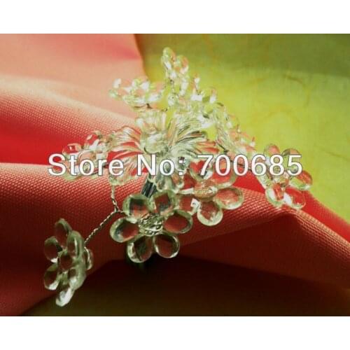 Clear crystal napkin ring flower branch, decoration wholesale napkin holder