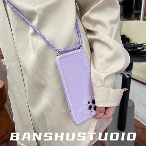 Luxury Crossbody Necklace Phone Case For iPhone 12 Pro Max 11 Pro Max XR XS Max 7 8 Plus X Love Heart Soft Slicon Strap Cases