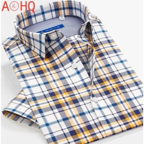 Smart five Shirts Men Casual Plaid Male Short Sleeve Shirt Summer New camisa masculina Brand Clothes Imported Shirts