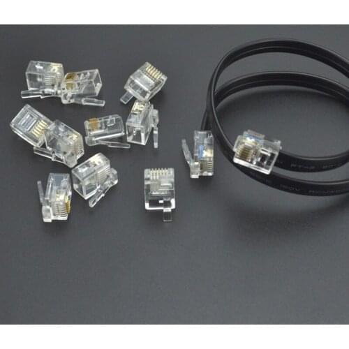 RJ12 Six-core Clear Crystal head 10-100Pcs 6P6C right Buckle Position EV3 Data Line Crystal Connector Cable high-tech MOC Parts
