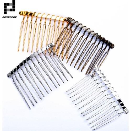 BASEHOME 10pcs/lot New Fashion Gold/Silver Color Hairpin Wedding Hair Accessories Metal Bridal Hair Combs DIY Jewelry Findings