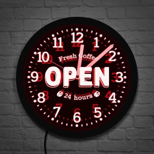 Coffee Shop Decor Color Changing Wall Watch Coffee Design Coffee Beans Business Neon Sign Wall Clock Coffee Bar Atmosphere Lamp
