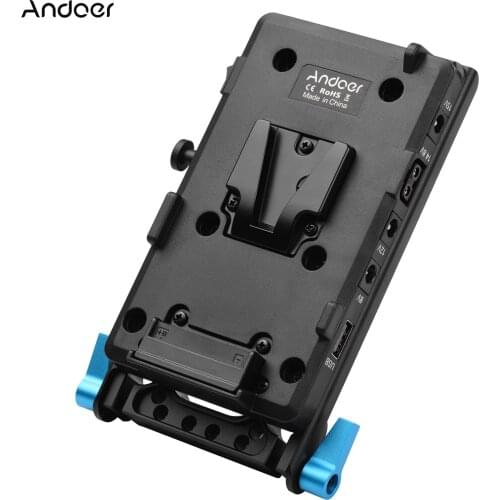 Andoer V Mount V-lock Battery Plate Adapter 15mm Dual Hole for BMPCC 4K/6K Camera NP-FZ100/FW50 for Sony LP-E6/DR-E18 for Canon