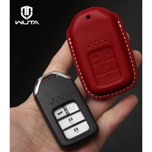 WUTA Semi-finished Handmade Car Key Cover Case for Toyota/Honda/Volkswagen DIY Christmas Gift Genuine Leather Kit