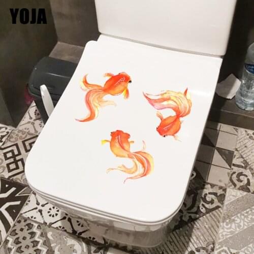 YOJA 23.2×22.2CM Cute Goldfish Fashion Toilet Cover Decoration WC Accessories Home Room Wall Stickers T1-2682