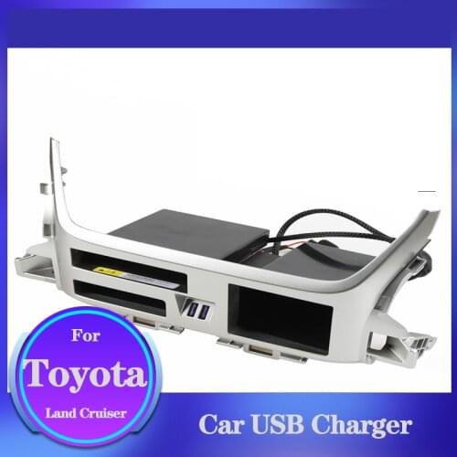For Toyota Land Cruiser Car USB Charger Center Control Wireless Fast Charge + Storage Box Interior Modification Accessories