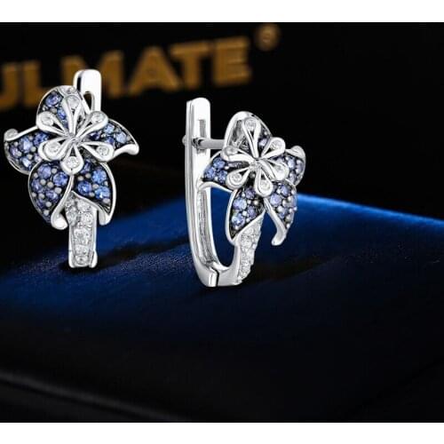 Women Blue Zircon A Pair/set Lily Earrings Stud Earrings for Silver Pretty fashion