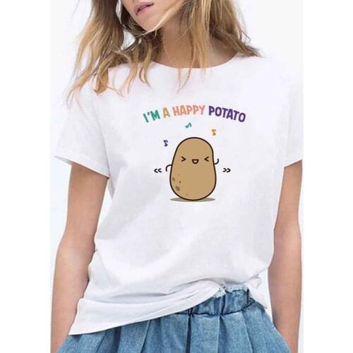 Ladies Tops 2021 Summer Plus Size Kawaii Short Sleeve T Shirt Cartoon Graphic T Shirts Streetwear Potato Print Women Casual
