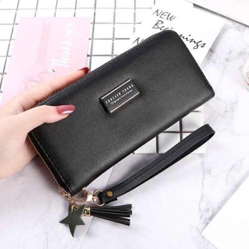 Ladies purse leather fashion handbag female leisure leather wallet female Korean version long style ticket clip trend su handbag