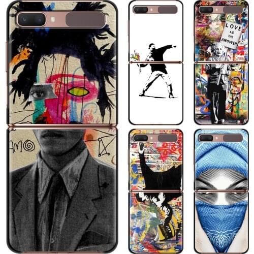 Street Art Banksy Graffiti Hard Phone Case For Samsung Galaxy Z Flip 3 Caso PC Shell Black Cover Smartphone
