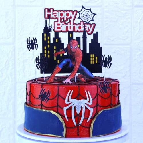 1set Spider man Theme Cake Toppers for Birthday Party Cartoon Disney spider man Cake Decoration Supplies Gifts Toy