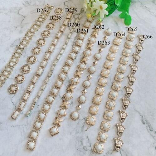 1 Yard Crystal Rhinestones Trim Gold Silver Metal Chain Ribbon Sew on Clothing Bags DIY Craft Accessories Decoration