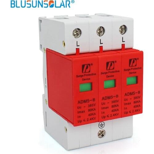 10 pieces lot Din Rail 35mm High Quality Lightning Surge Protectors 80KA 3P 385V Power Surge Protective Device