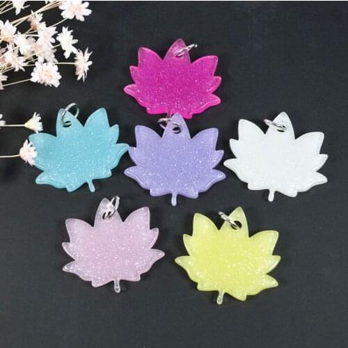 18Pcs /Lot 36*34mm Flatback Resin Maple Leaf Charms Necklace Earring DIY Scrapbooking Embellishment Decoration Craft