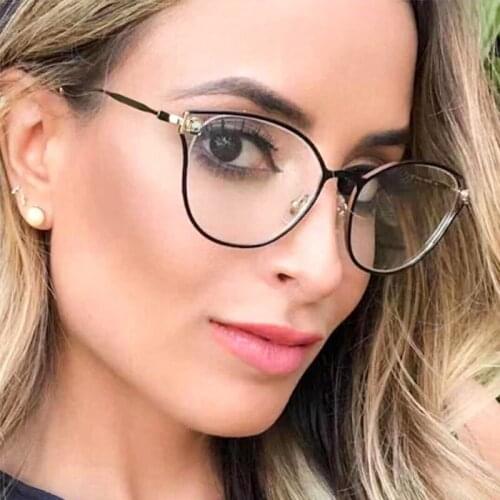 2020 New Cat eye half frame glasses frame fashion brand designer transparent glasses female vintage clear lens spectacle