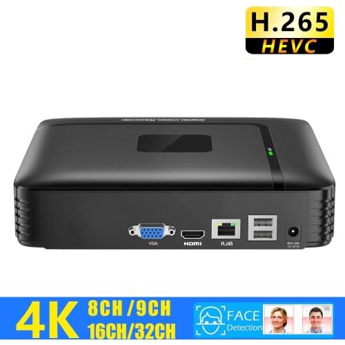 H.265 Max 4K Output CCTV NVR 16CH 4K/ 9CH 32CH 4K Security Video Recorder H.265 Motion Detect ONVIF P2P CCTV NVR Face Detection