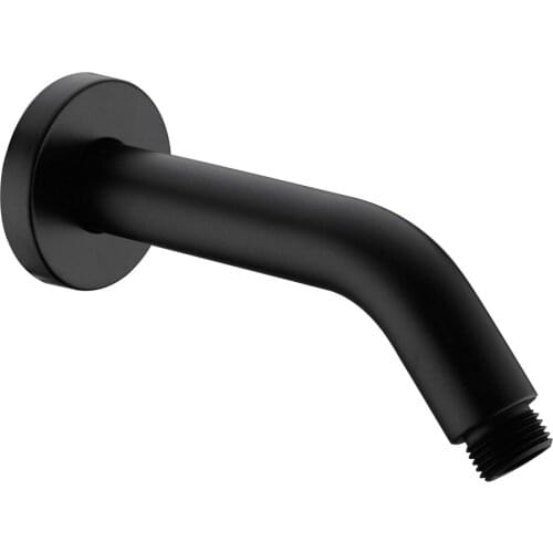 6 Inch Shower Arm and Flange - Solid Brass Wall Mounted Shower Arm Replacement for Fixed Shower Head, Matte Black