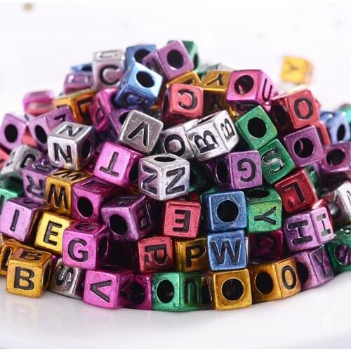 7x7mm Acrylic Beads Colorful Square Letters Loose Beads for Handmade Jewelry Making Diy Bracelet Necklace Accessories