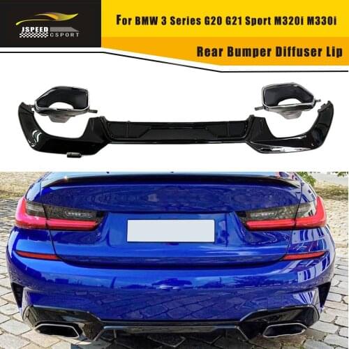 Carbon Fiber Look Car Rear Bumper Diffuser Spoiler for BMW 3 Series G20 G21 Sport M320i M330i 2019 - 2021