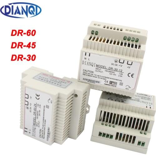 DIANQI DR-60W 30W 45W 12V 24V 15V 48V Din Rail switching power supply ac-dc driver voltage regulator power suply DR-60-12