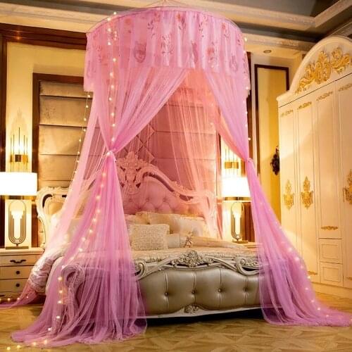 Retro Palace Style Mosquito Net Universal Size Mosquito Net Household Round Ceiling Three Doors Mosquito Net High Density Gauze